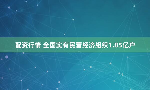 配资行情 全国实有民营经济组织1.85亿户
